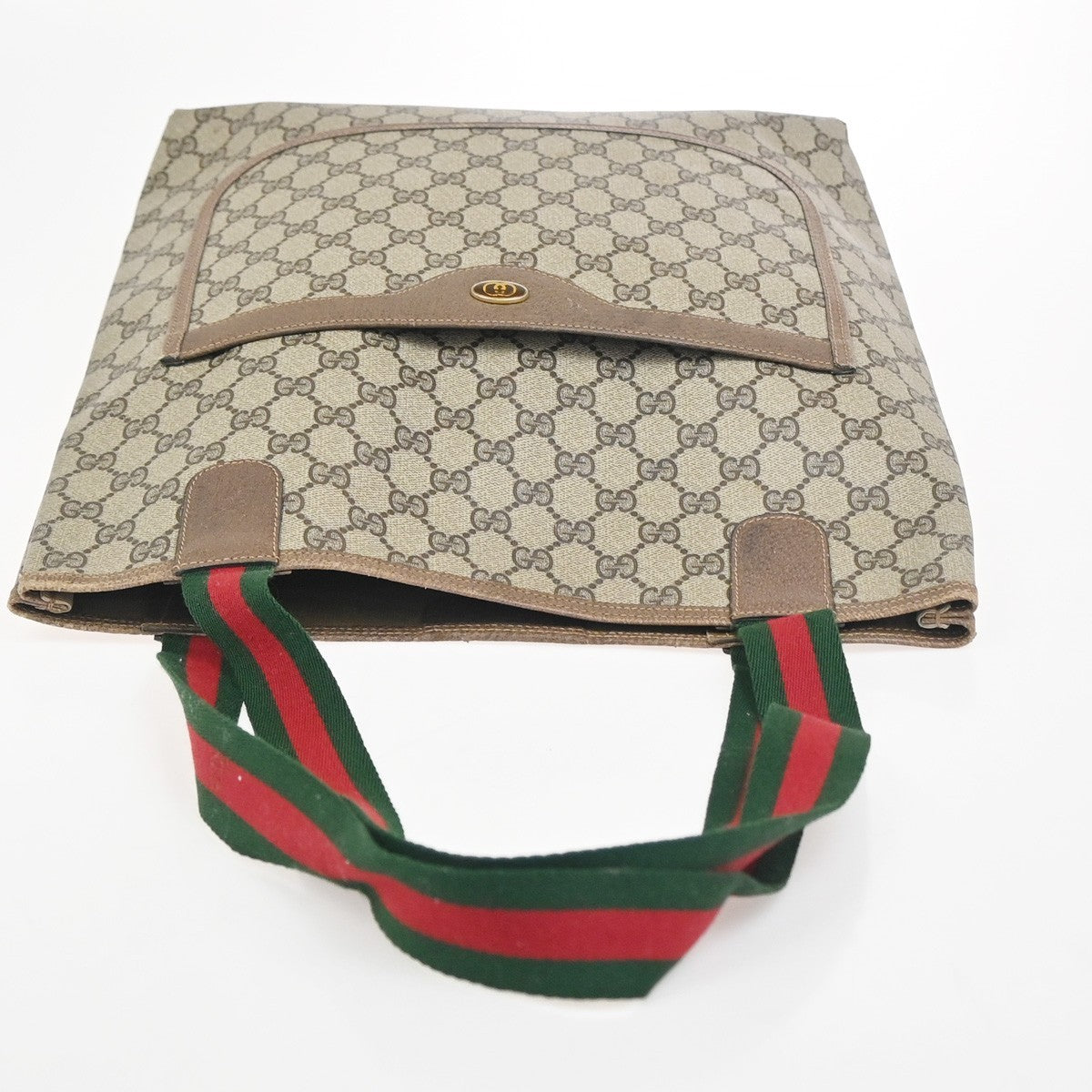 GUCCI Logo Sherry GG Pattern Shoulder Bag PVC Leather Brown Italy 61ZA326
