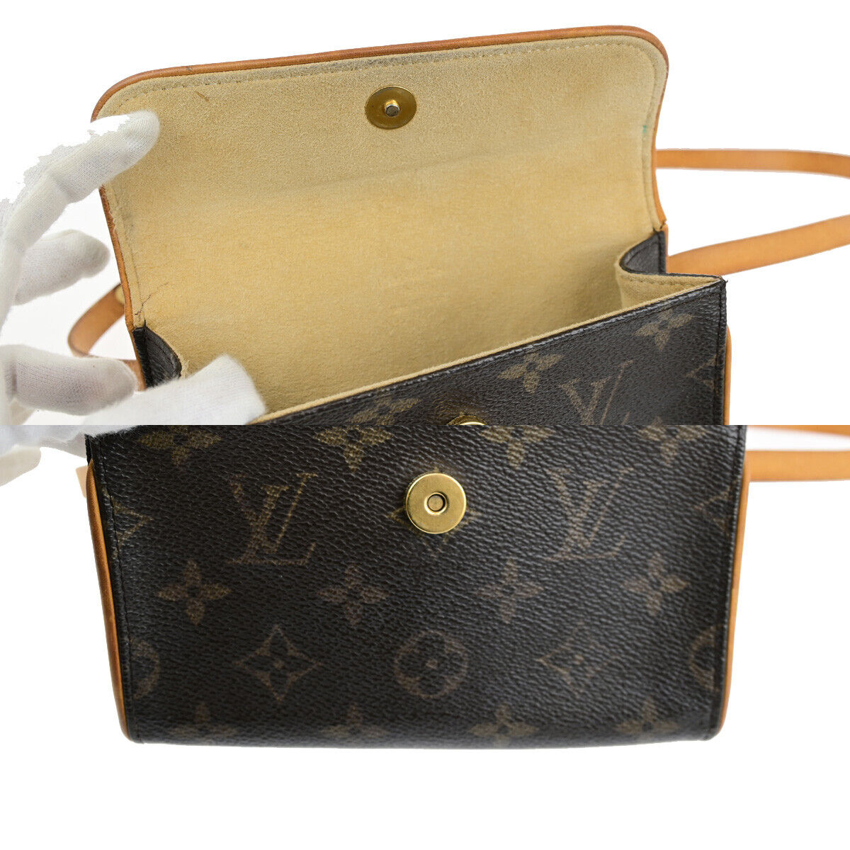 LOUIS VUITTON Pochette Florentine Bum Bag Monogram Leather Brown M51855 31SJ569