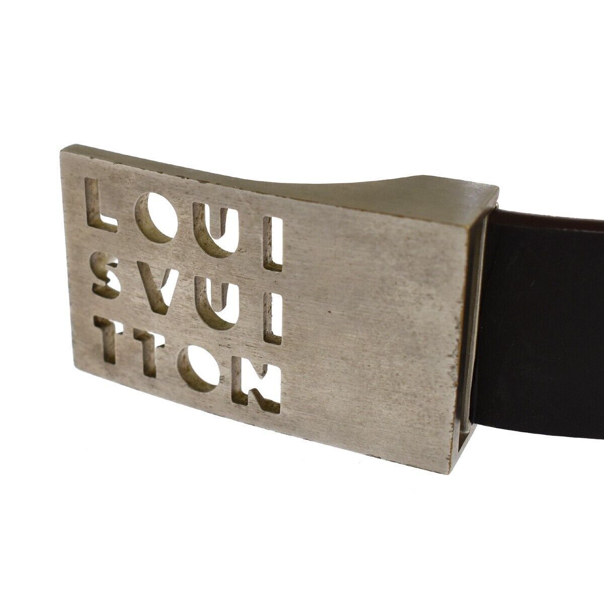 LOUIS VUITTON Ceinture LST Belt Leather Brown Silver M6809 Spain 60GA235