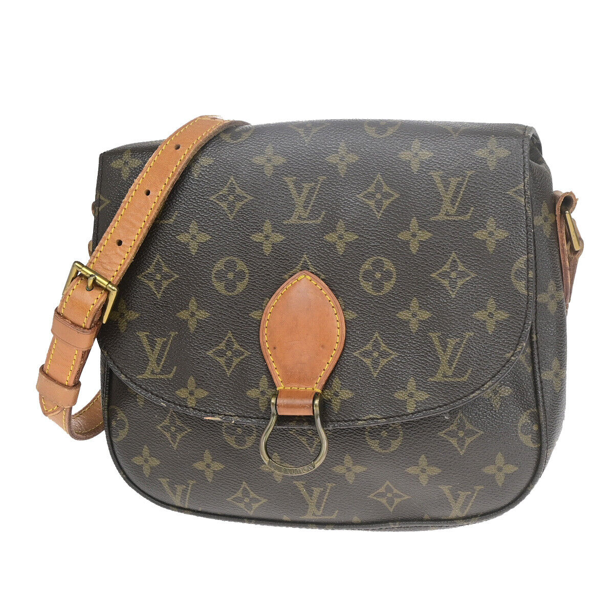 LOUIS VUITTON Saint Cloud GM Shoulder Bag Monogram Leather Brown M51242 65YF359