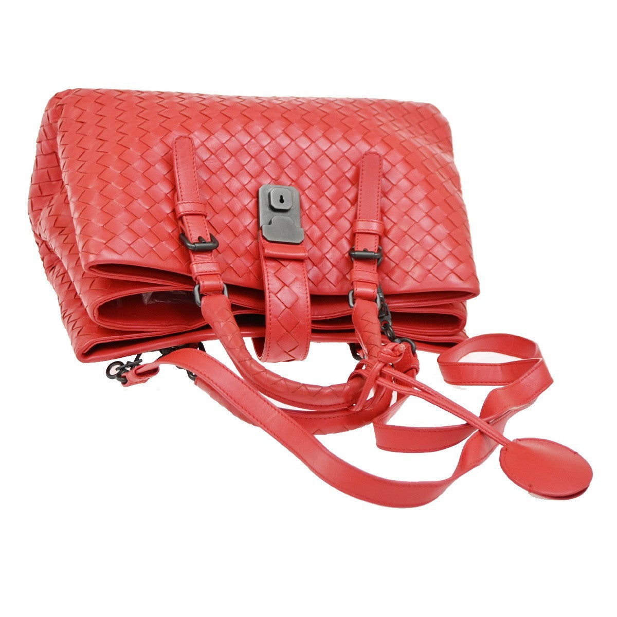 BOTTEGA VENETA Intrecciato Roma 2Way Shoulder Bag Nappa Leather Red 50RL604