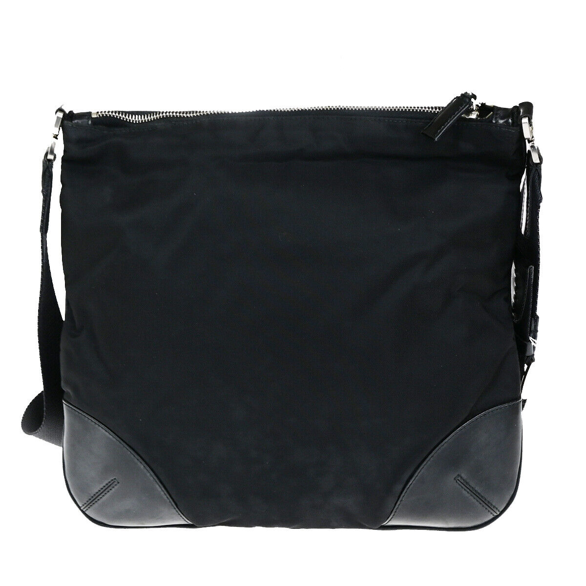 PRADA Logo Tessuto Crossbody Shoulder Bag Nylon Leather Black SHW Italy 67YG497
