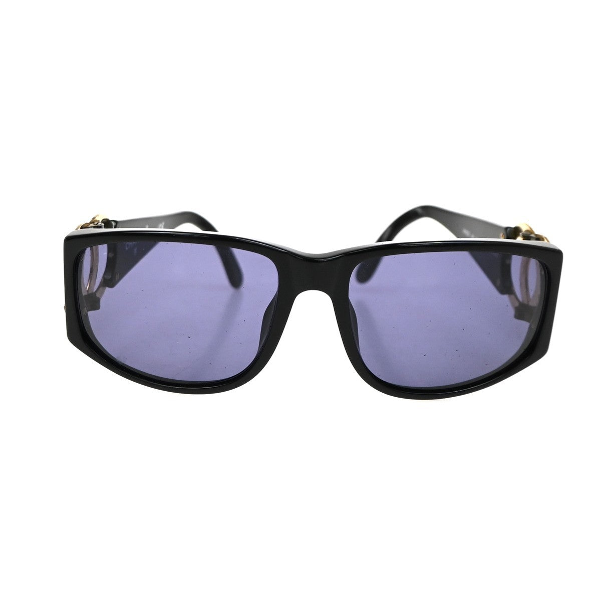 CHANEL CC Logo Sunglasses Eye Wear Plastic Black Gold Italy 02461 66RL540