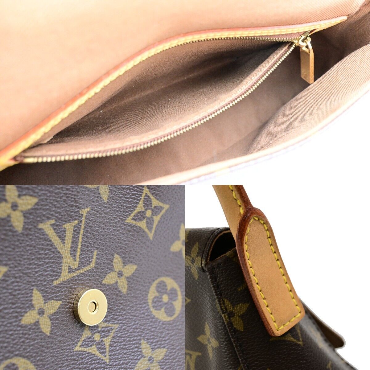 LOUIS VUITTON Mini Looping Hand Bag Monogram Leather Brown France M51147 50KA470