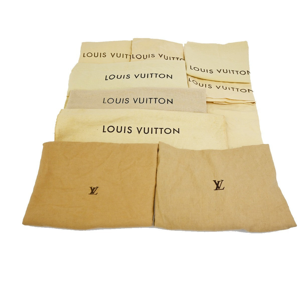 LOUIS VUITTON Logo 10 Set Dust Bag Drawstring Canvas Cotton Beige Brown 09FB542