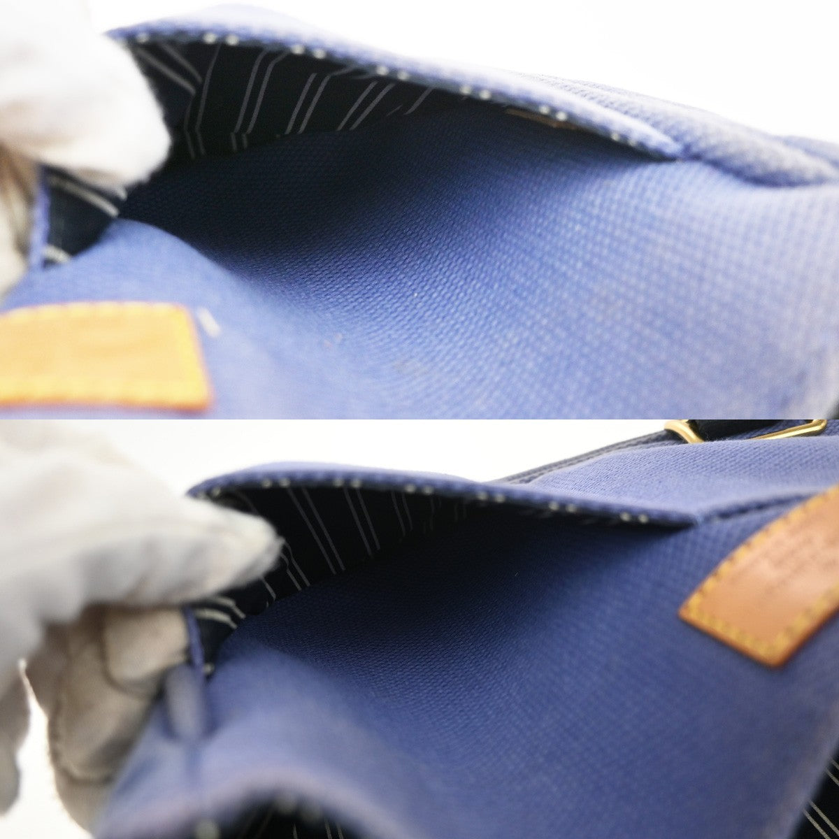 LOUIS VUITTON Busas PM Shoulder Bag Antigua Canvas Leather Blue M40073 65YH830