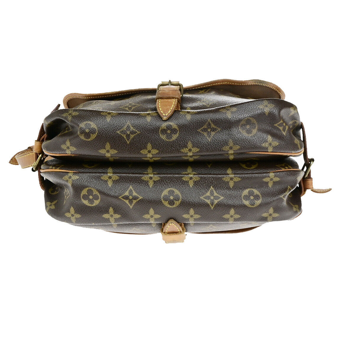 LOUIS VUITTON Logo Saumur 30 Shoulder Bag Monogram Leather Brown M42256 32YF525