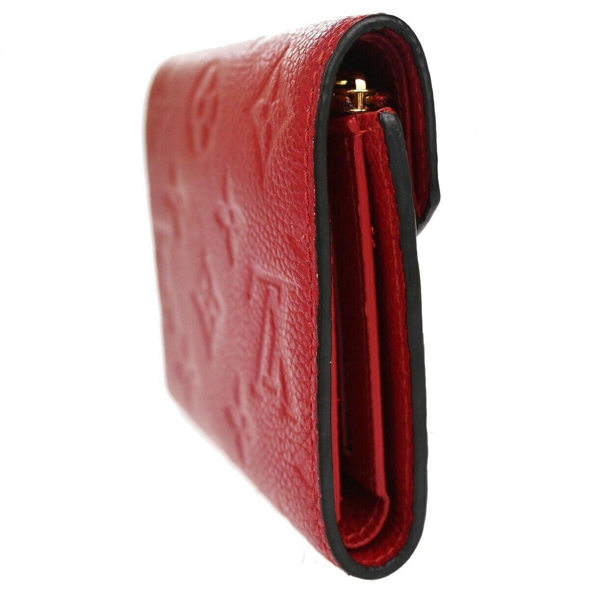 LOUIS VUITTON Victorine Trifold Wallet Monogram Empreinte Red M63701 31YC416