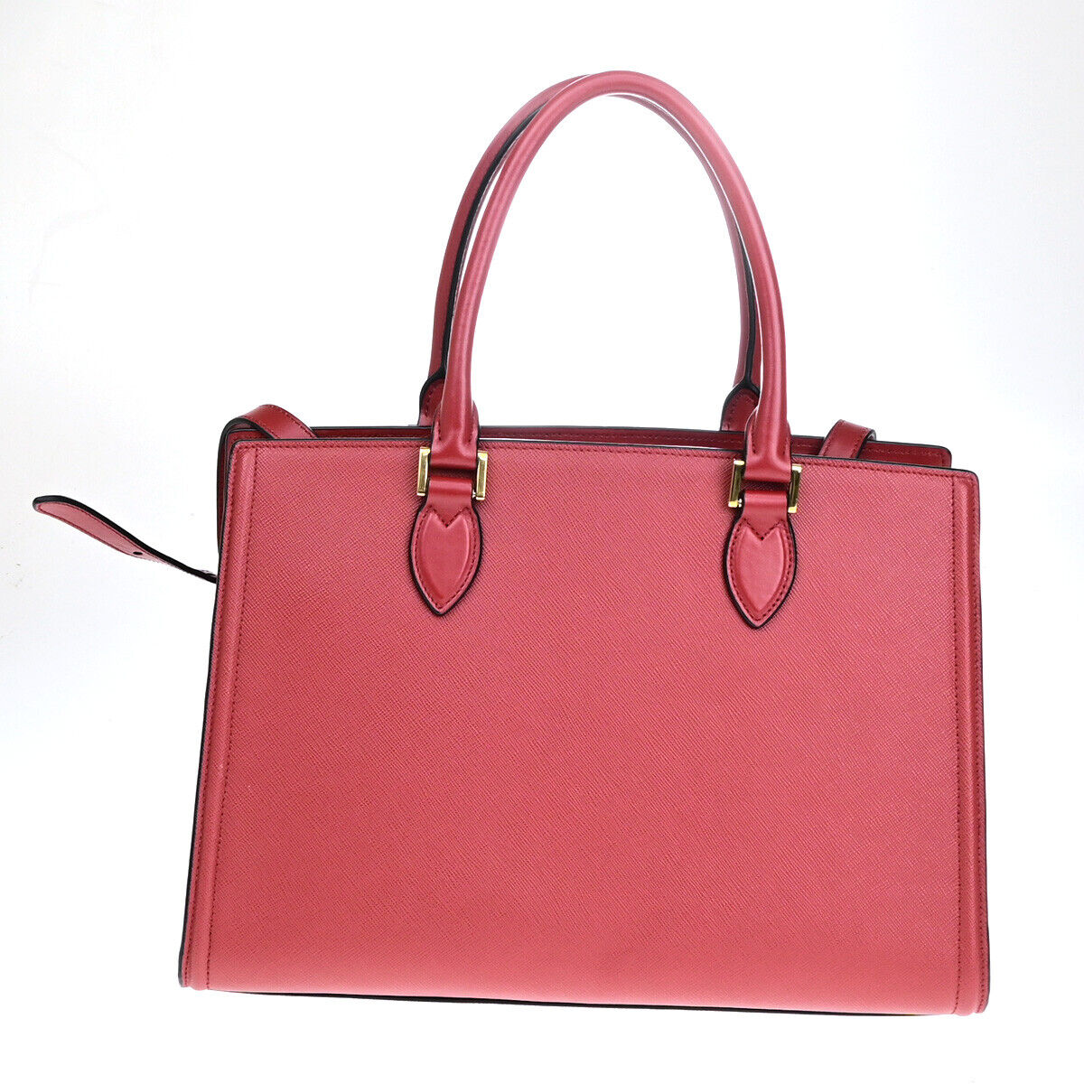 PRADA Logo Saffiano 2Way Shoulder Hand Tote Bag Leather Red GHW 678RK270