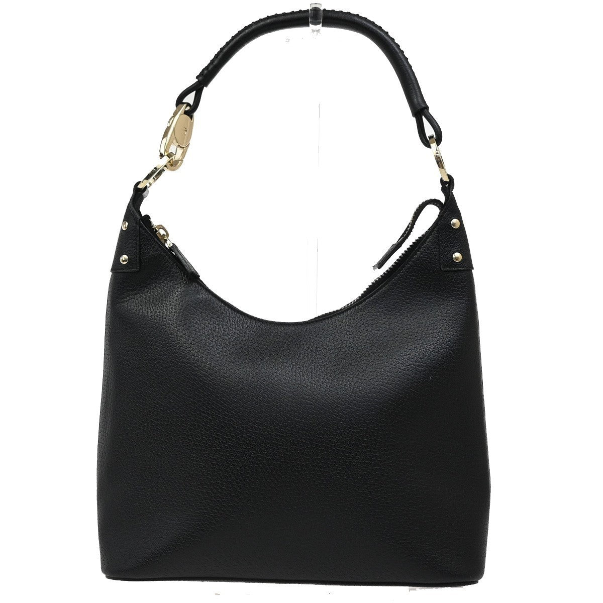 GUCCI Logo Shoulder Hand Bag Leather Black GHW Italy 73KB373