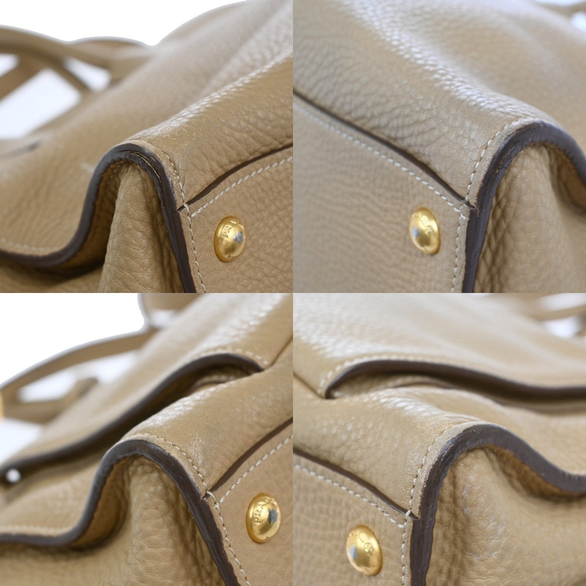 PRADA 2Way Shoulder Hand Tote Bag Vitello Daino Leather Beige GHW Italy 75KP078