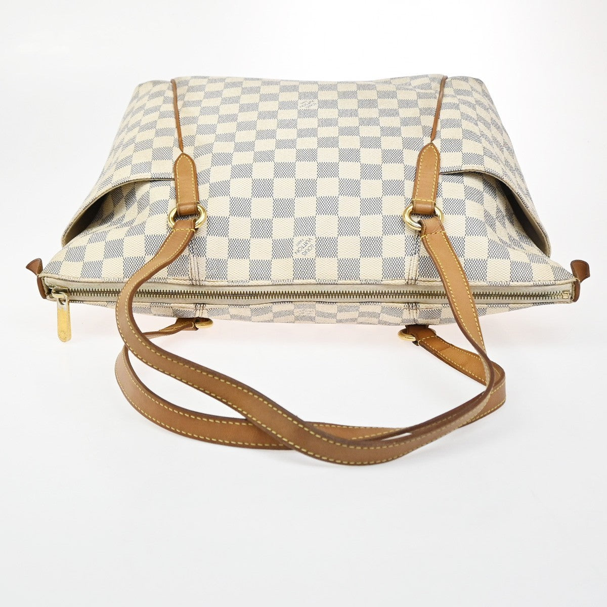LOUIS VUITTON Totally MM Shoulder Bag Damier Azur Leather White N51262 10ZA275