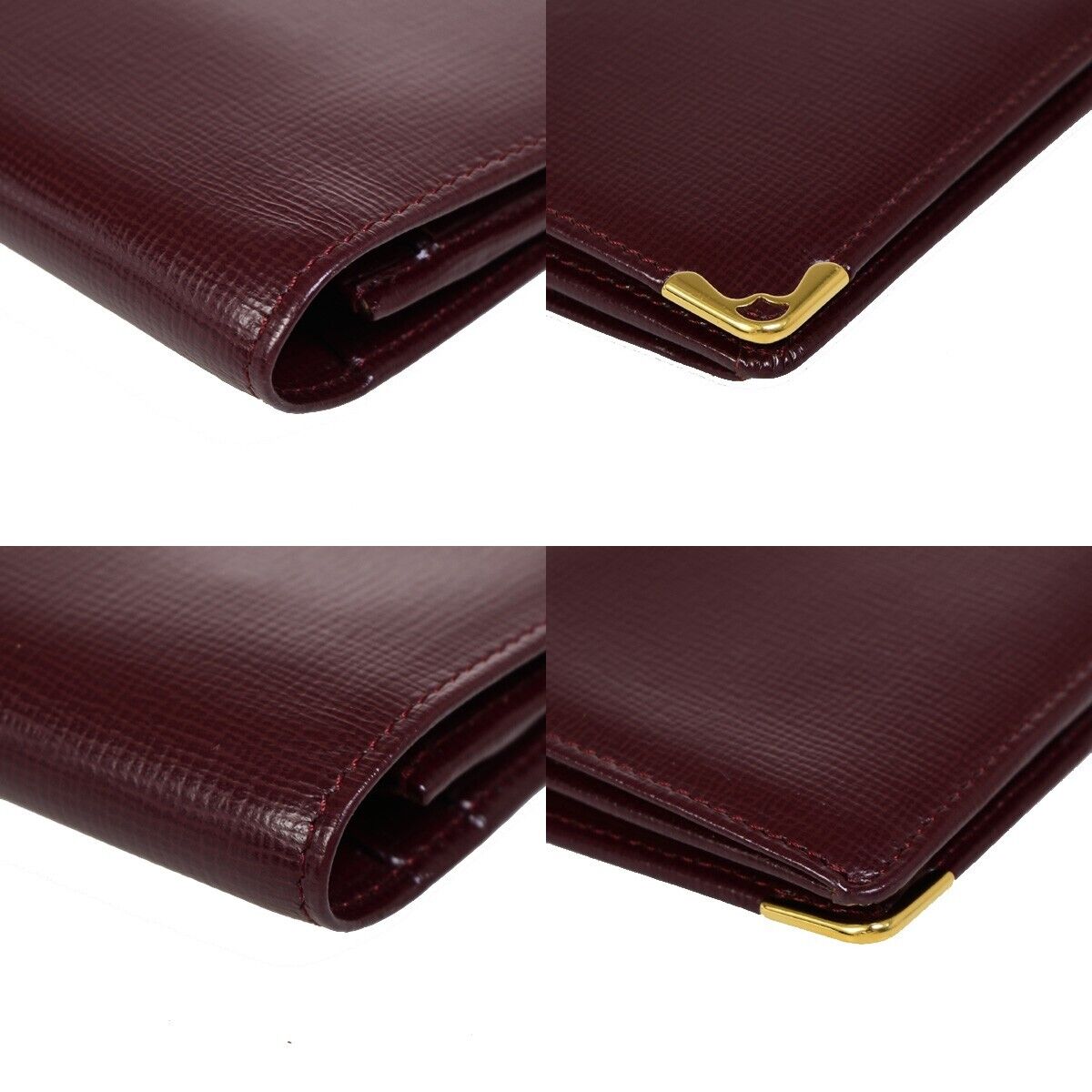 Must De Cartier 2C Logo Vertical Long Bifold Wallet Leather Bordeaux 02EB608