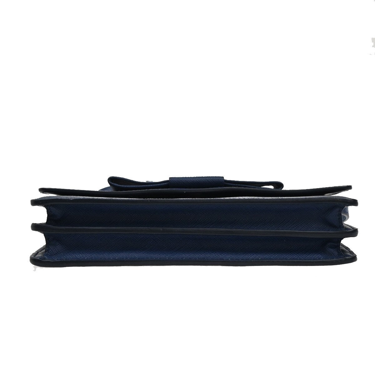 PRADA MILANO Logo Bow 2Way Shoulder Clutch Bag Saffiano LUX Leather Blue 87RF248
