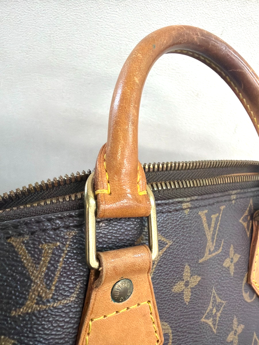 LOUIS VUITTON LV Logo Alma Hand Bag Monogram Leather Brown USA M51130 70YH993