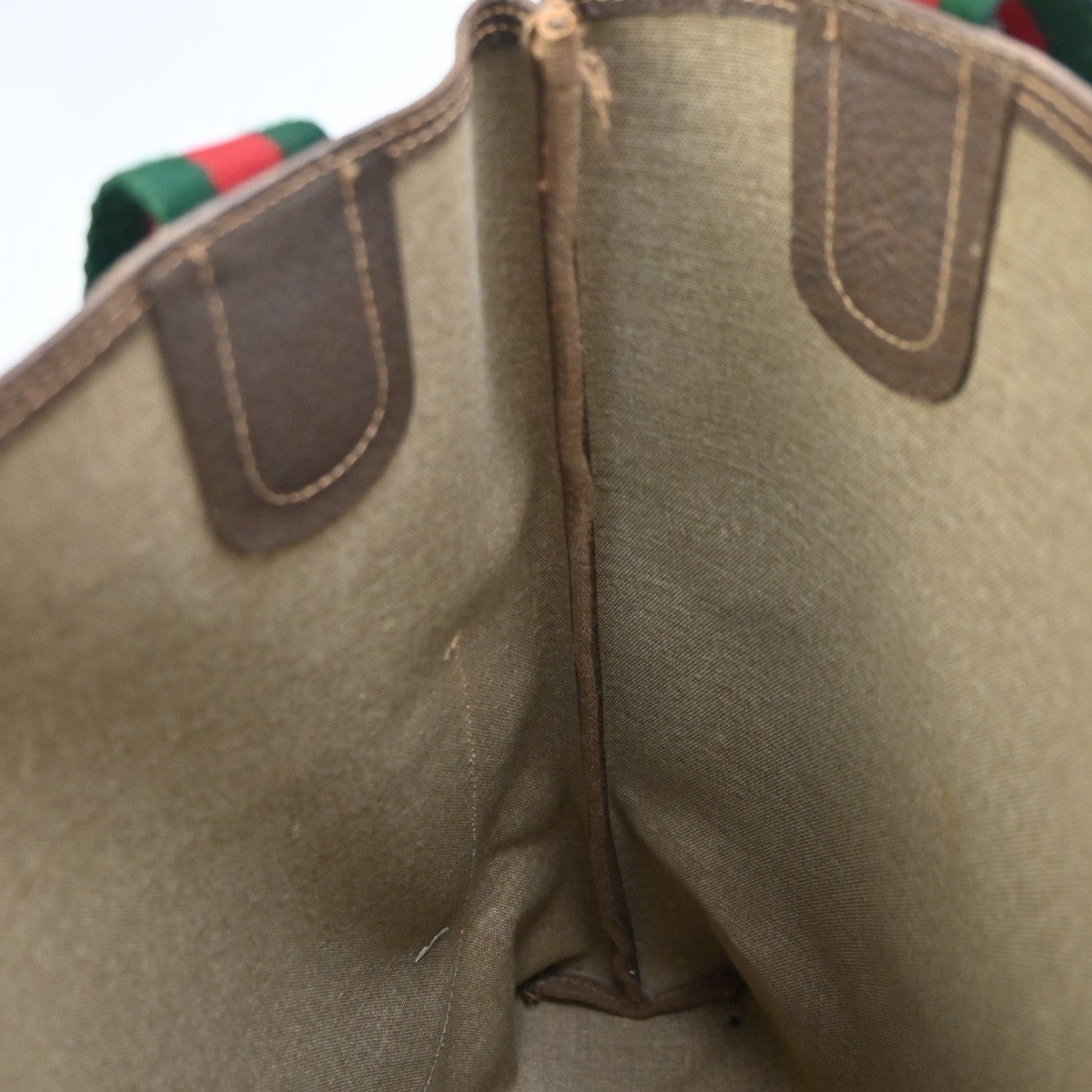 GUCCI Logo Sherry GG Pattern 2set Shoulder Hand Bag PVC Leather Beige 86KC963