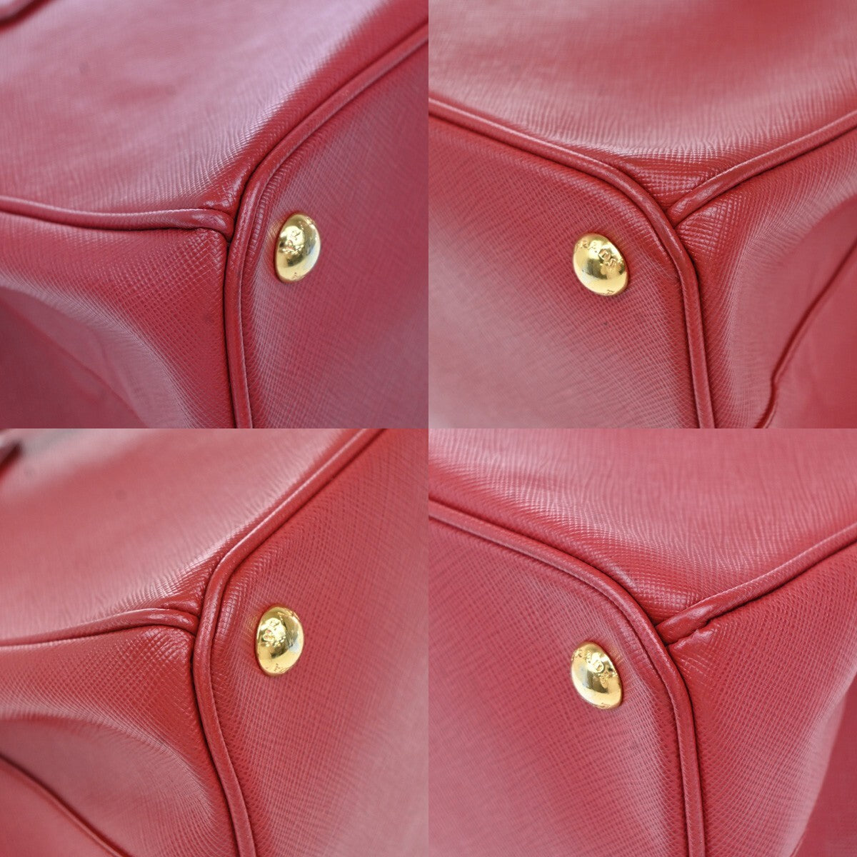 PRADA Logo Saffiano 2Way Shoulder Hand Bag Leather Red GHW 95RF247