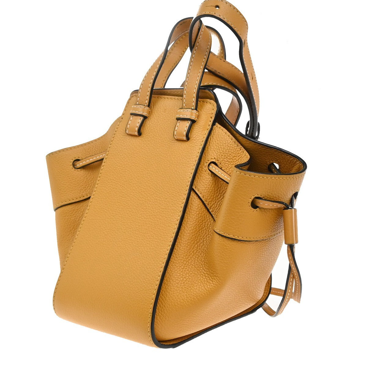 LOEWE Hammock Mini Drawstring 2Way Shoulder Hand Bag Leather Orange 667RP133