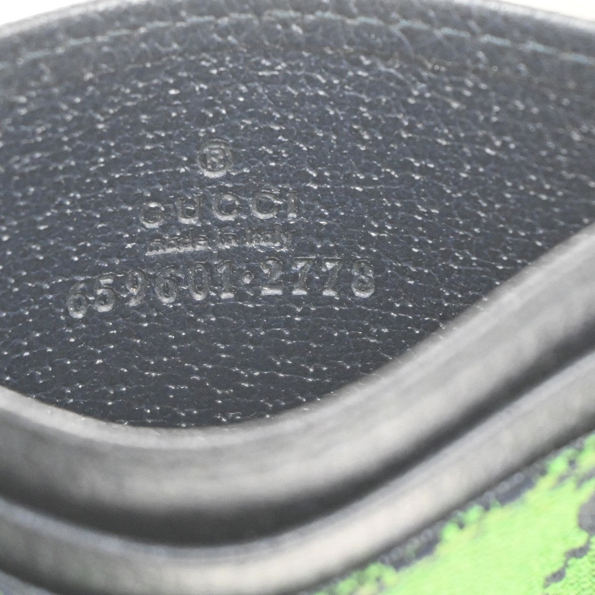 GUCCI Logo GG Pattern Card Case Canvas Leather Green Navy Blue Italy 67MA478