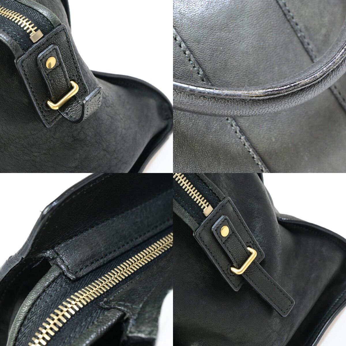 YVES SAINT LAURENT YSL Logo Cabas Chyc Hand Bag Leather Black GHW Italy 70EB951
