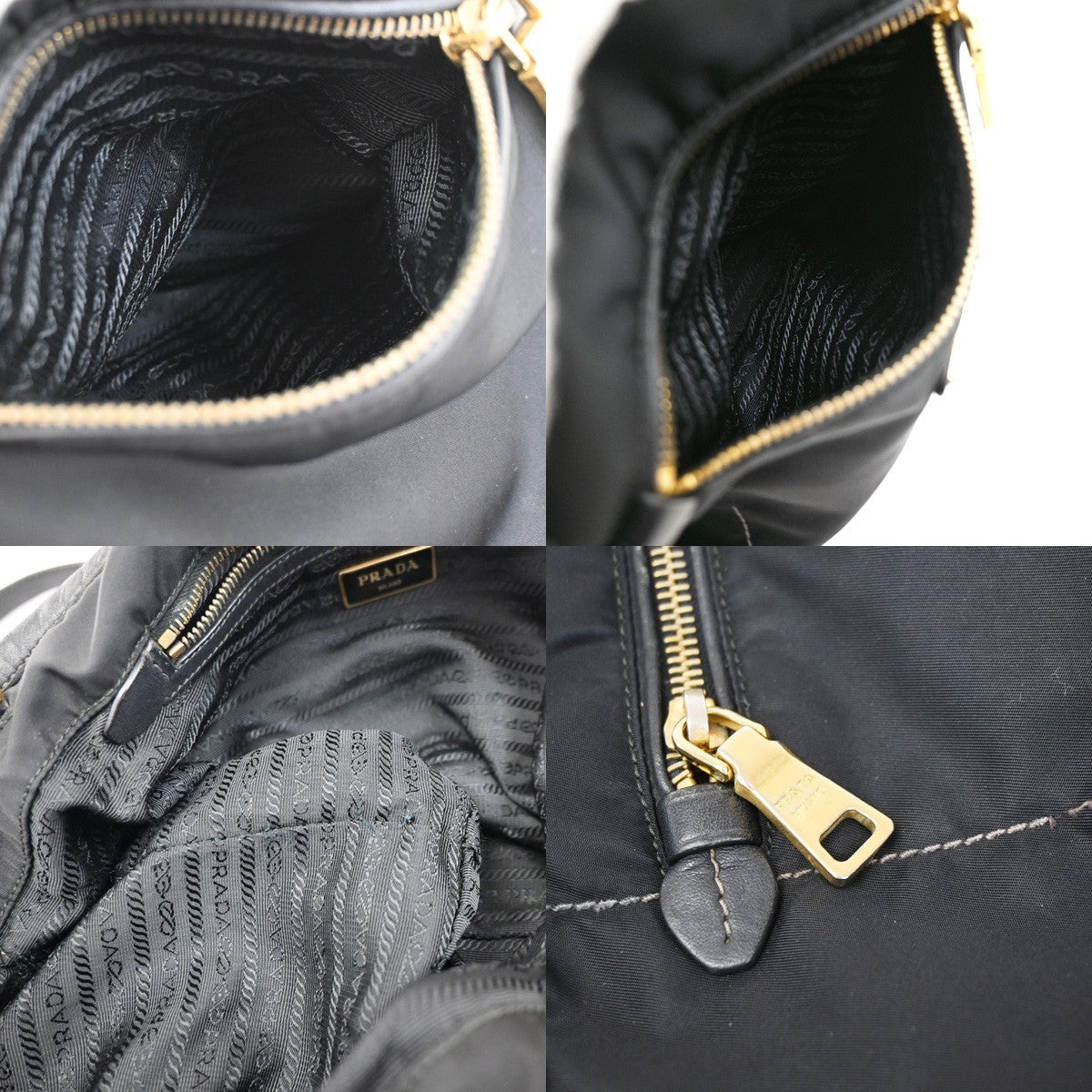 PRADA Logo Tessuto 2Way Shoulder Hand Bag Nylon Leather Black GHW 30YJ187