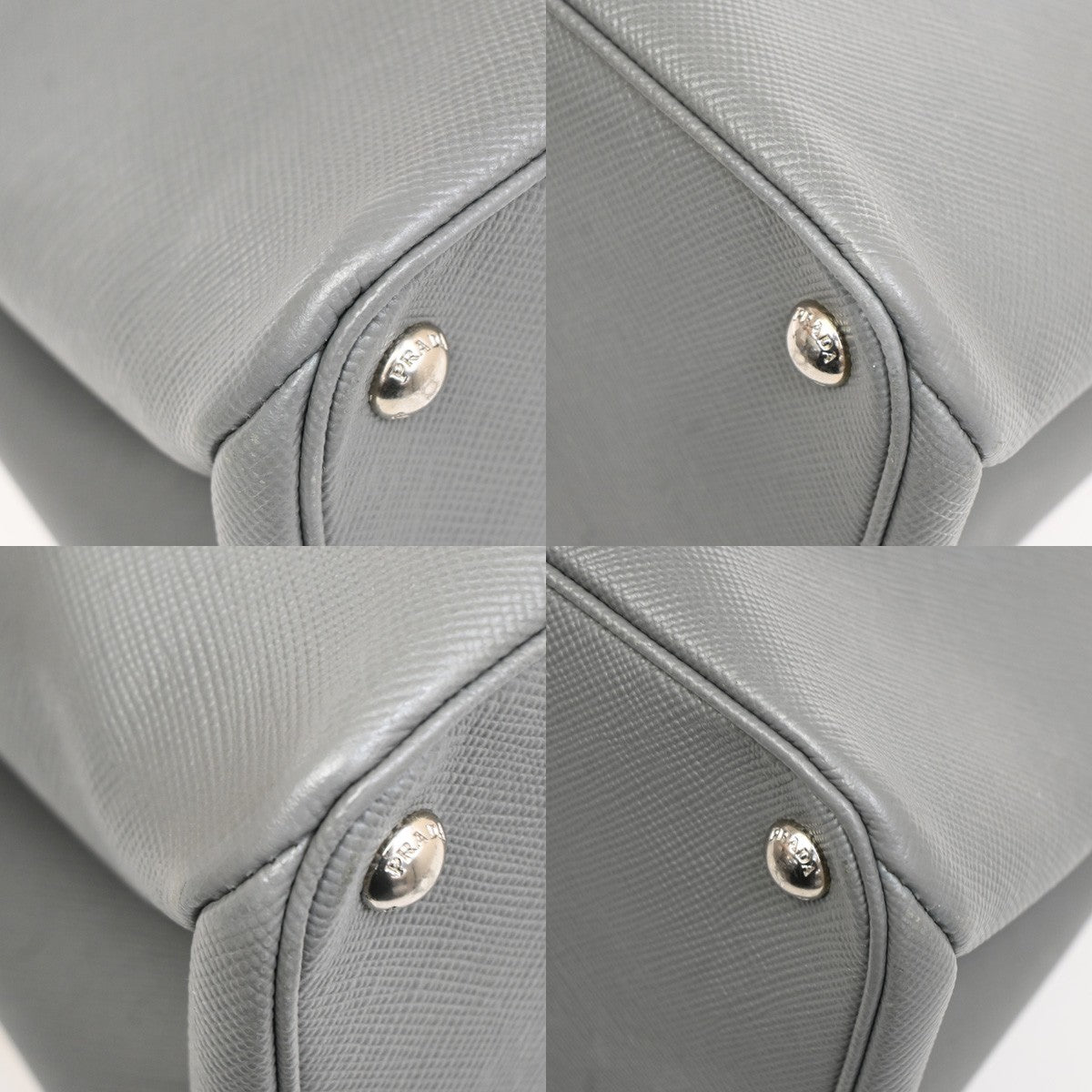 PRADA Logo Shoulder Hand Bag Saffiano Cuir Leather gray SHW Italy 98TA166