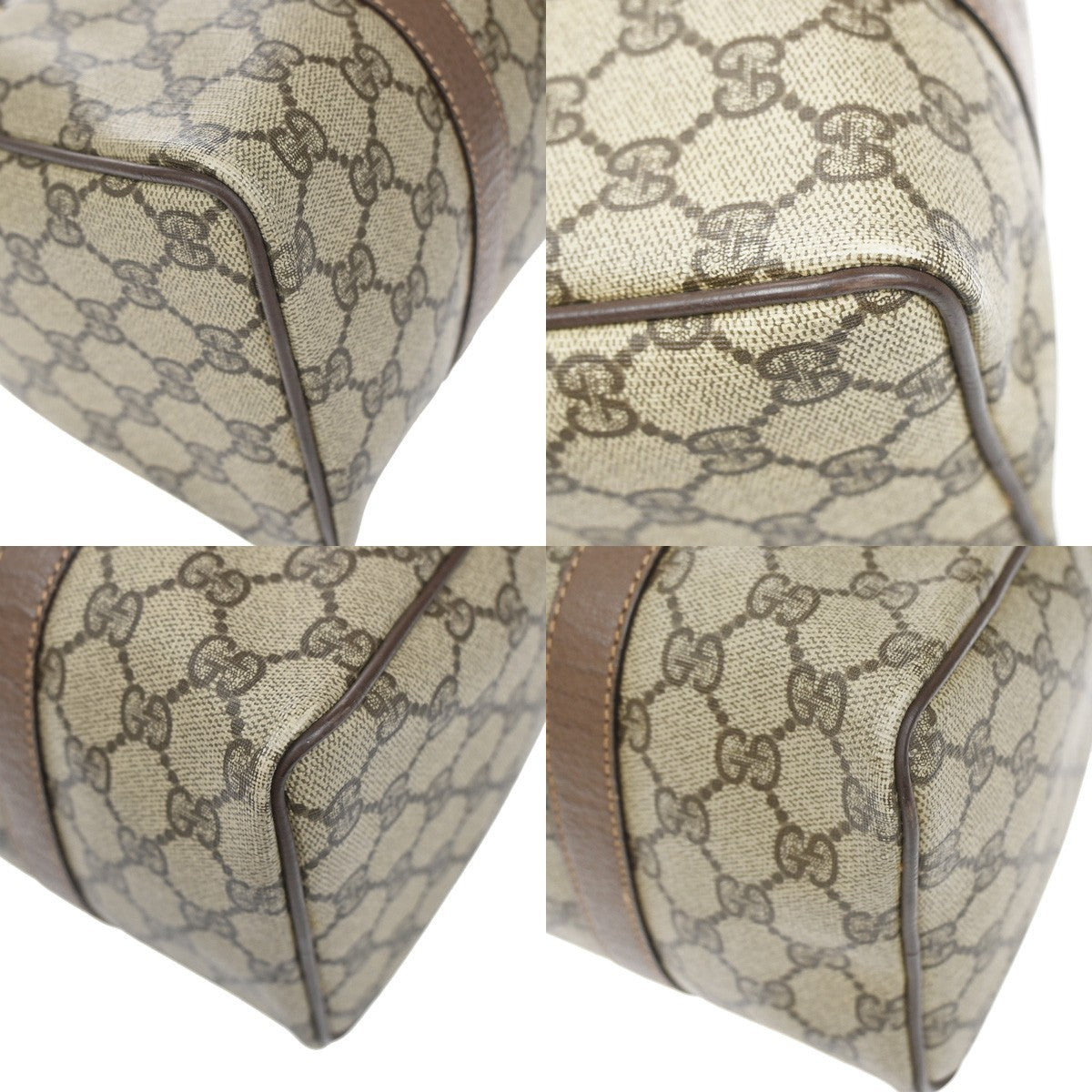 GUCCI Logo Sherry Web Line GG Pattern Hand Bag PVC Leather Brown Italy 65YJ158