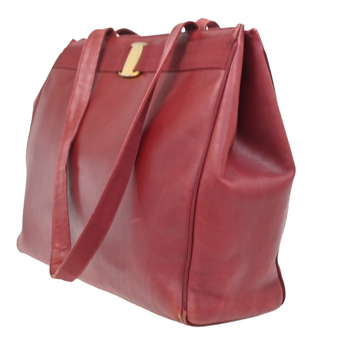 SALVATORE FERRAGAMO Vara Bow Shoulder Bag Leather Red GHW Italy 01DA229