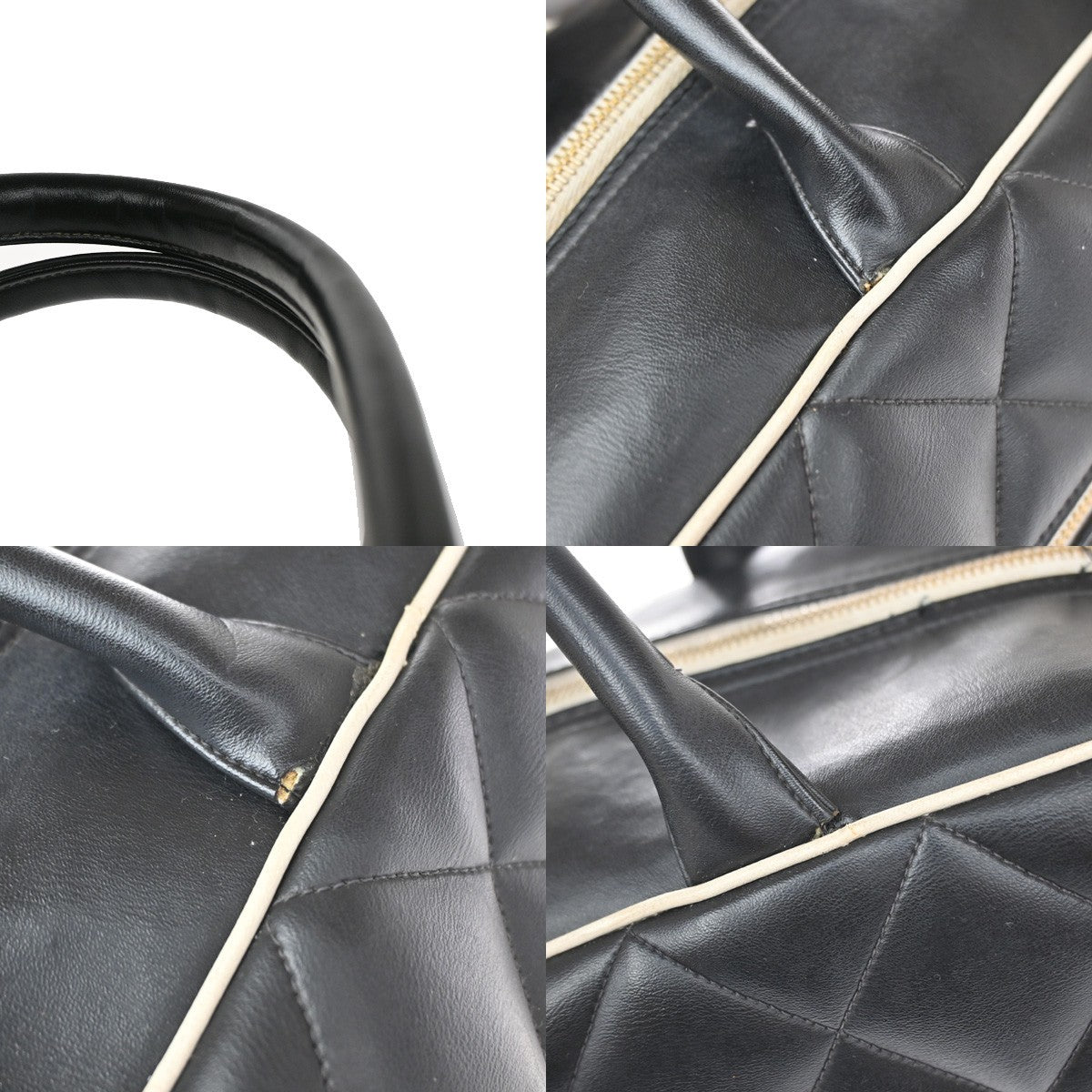 43.Live CHANEL Matelasse Travel Boston Hand Bag Leather Black France 338RQ053