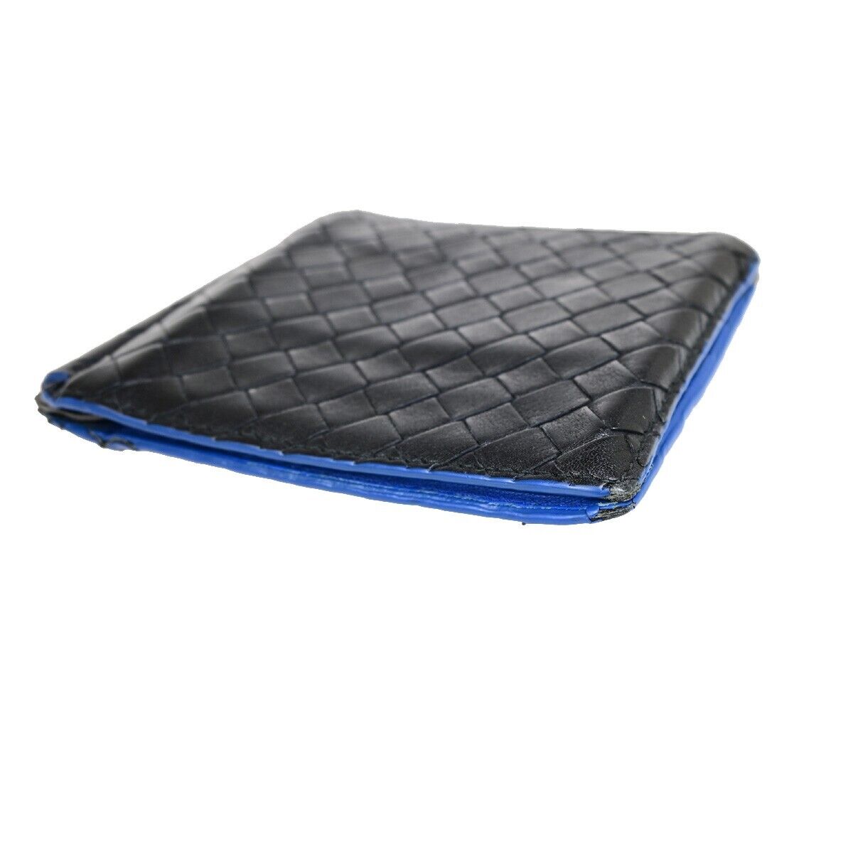 BOTTEGA VENETA Logo Intrecciato Bifold Compact Wallet Leather Black 08EC202