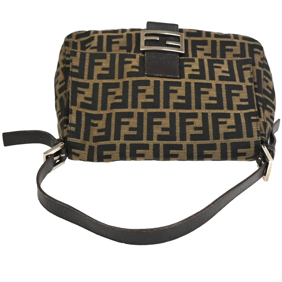 FENDI Mamma Baguette Zucca Shoulder bag Canvas Leather Brown SHW Italy 46KC909