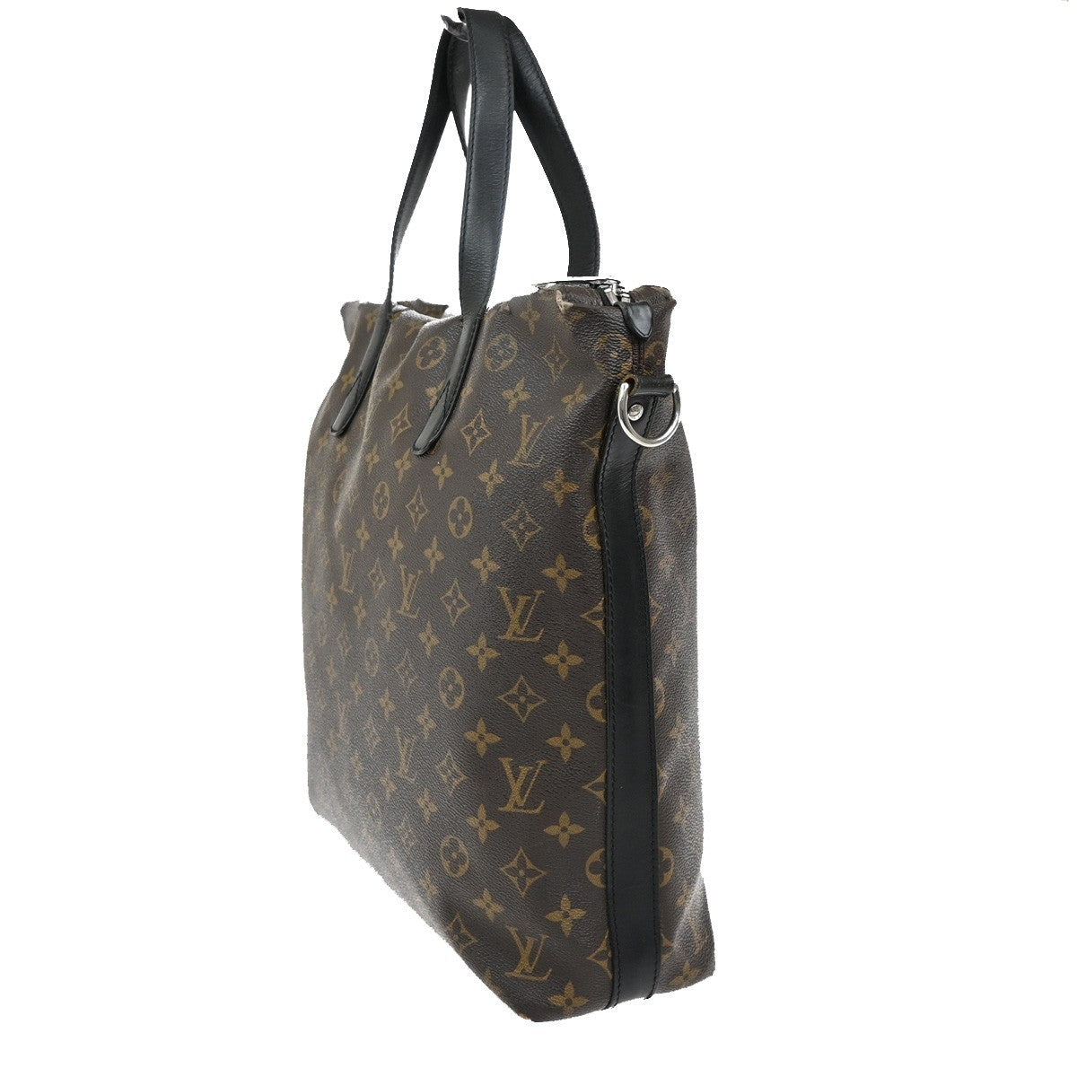 LOUIS VUITTON Kitan Hand Bag Monogram Macassar Leather Brown BK M40388 69KB449
