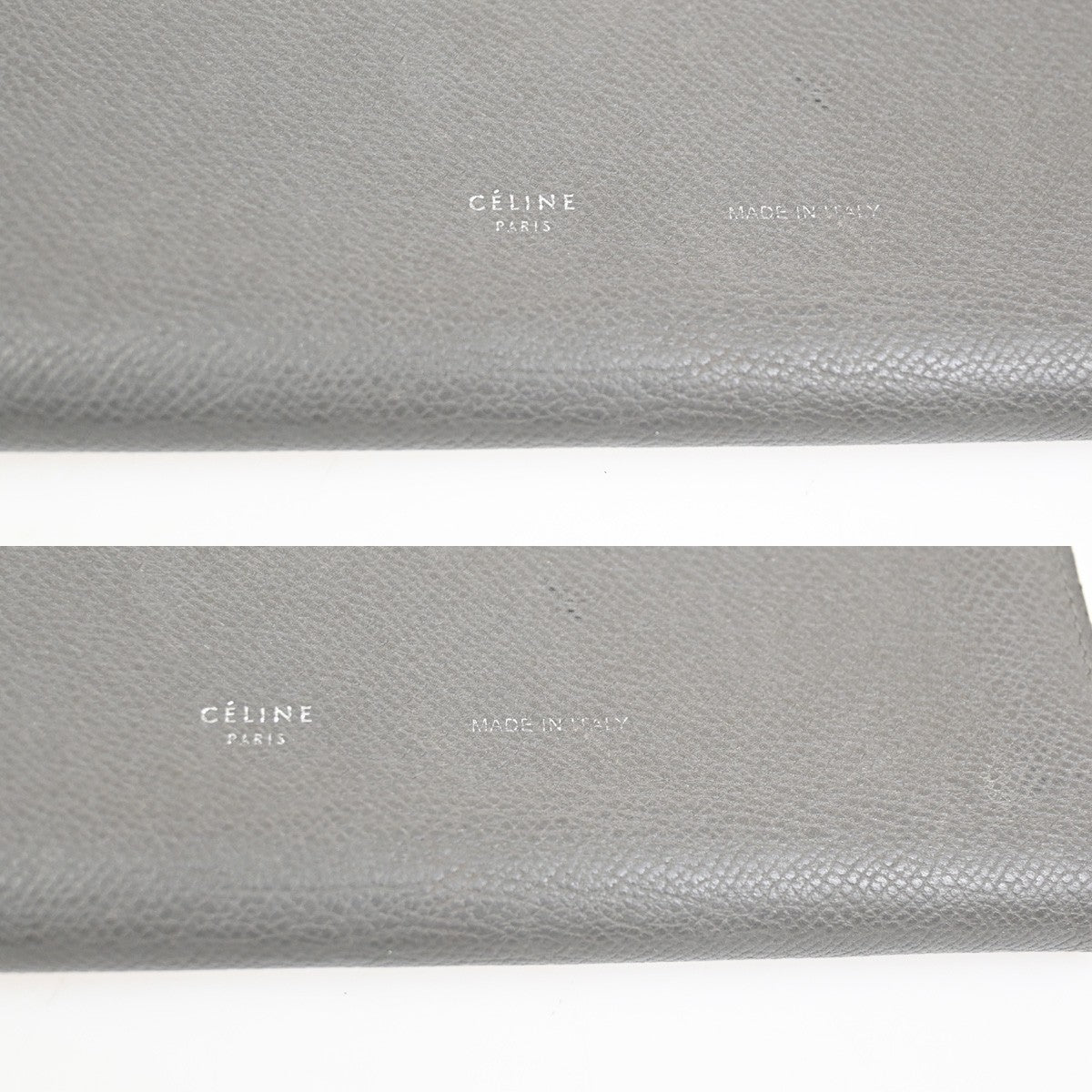 CELINE Logo Strap Bifold Long Wallet Purse Leather Pink Gray Italy SHW 02KD009