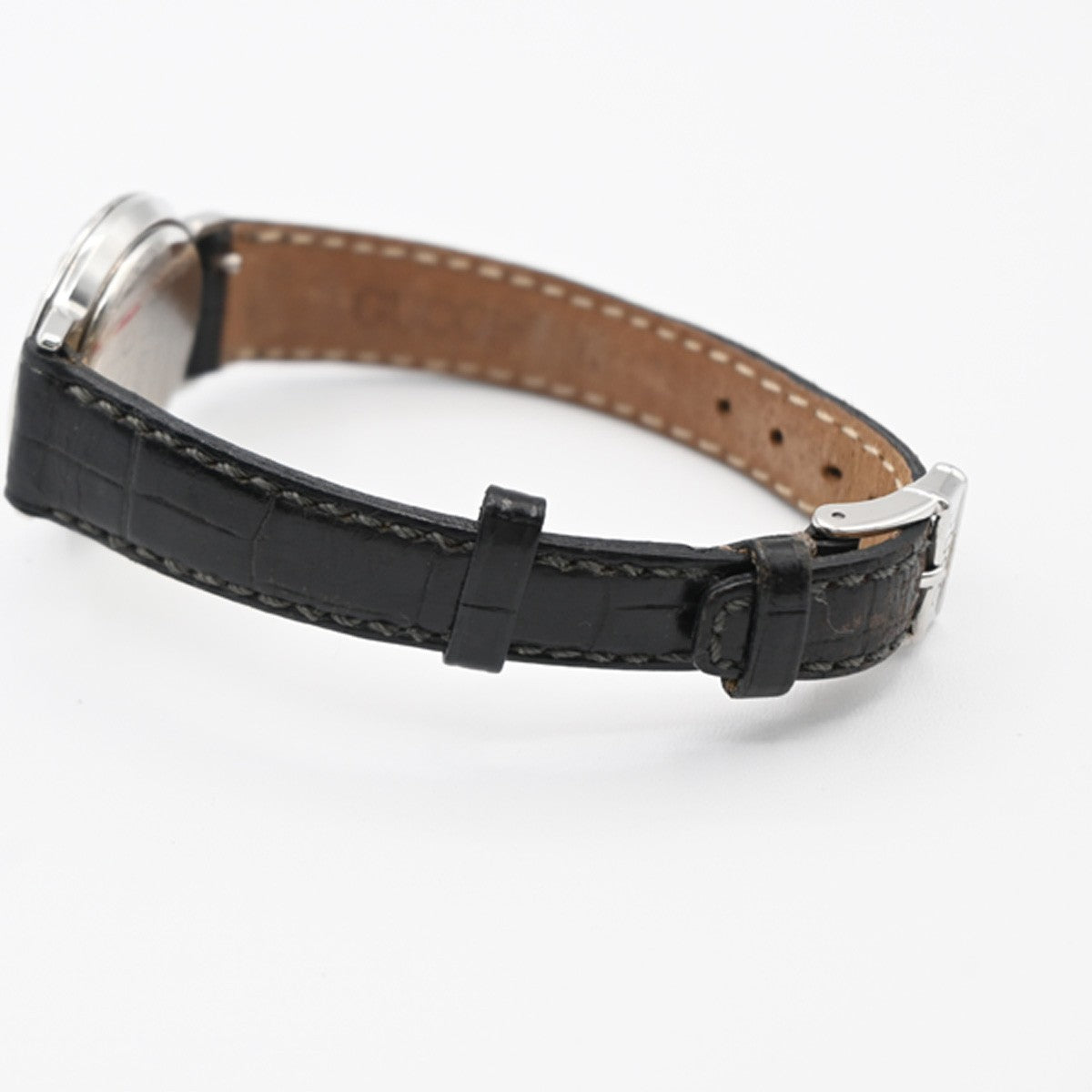 GUCCI 3000L Watch Quartz 25 mm Stainless Steel Embossing Leather Black 05LC590