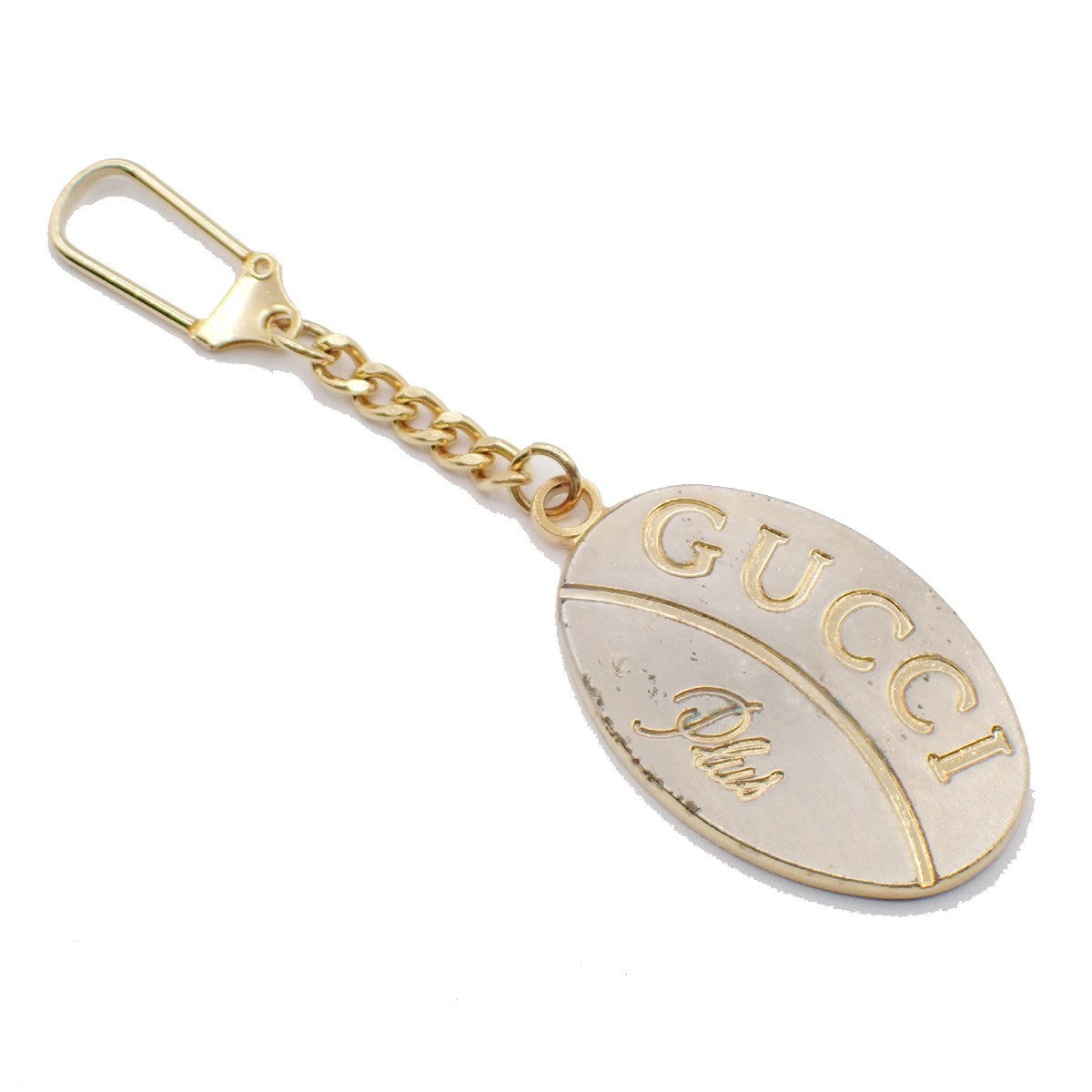 GUCCI Plus Logo Key Holder Bag Charm Key Ring Gold-Plated 08KP065