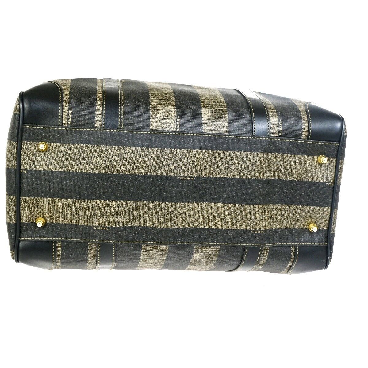 FENDI Logo Pequin Hand Bag PVC Leather Brown GHW Made in Italy 65EC949