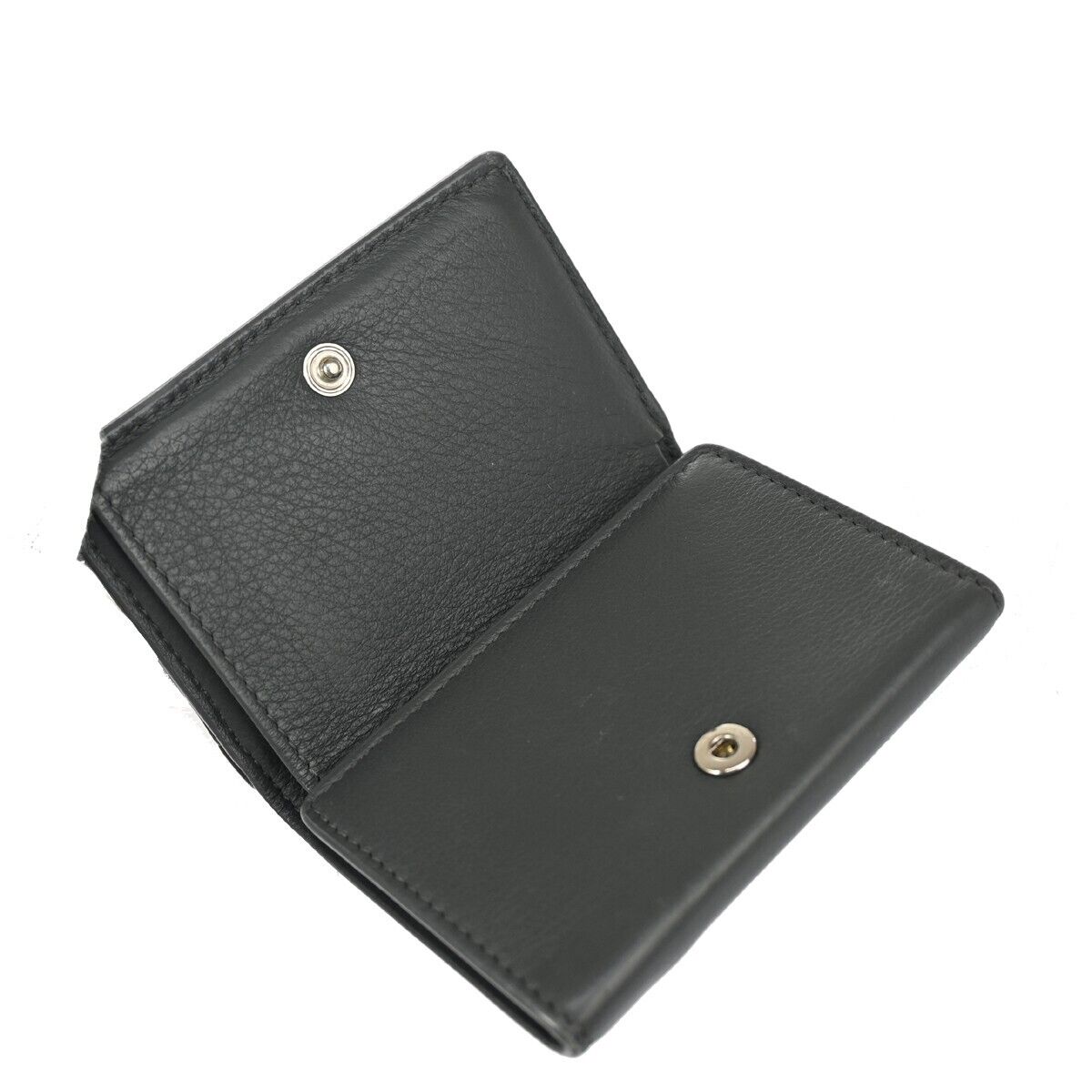 BALENCIAGA Paper Mini Trifold Wallet Purse Leather Gray Silver Italy 09DA072