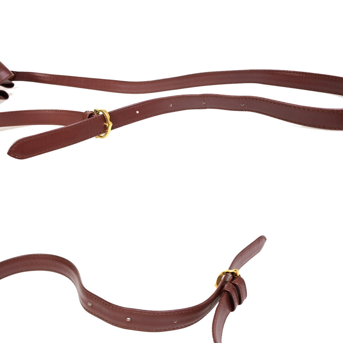 MUST DE CARTIER 2C Logo Drawstring Shoulder Bag Leather Bordeaux GHW 64YE754