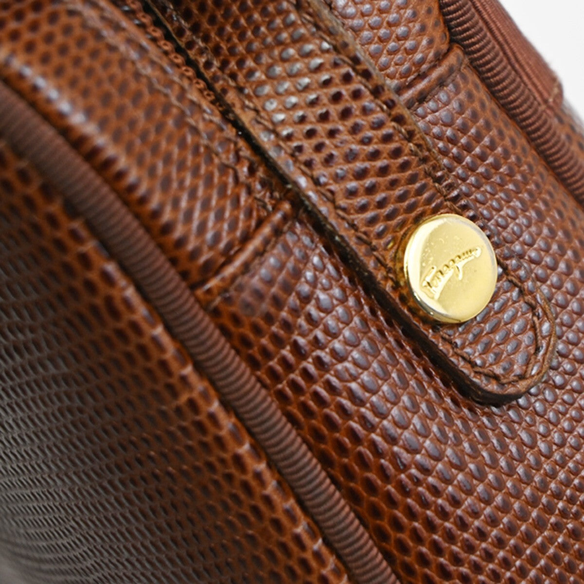 SALVATORE FERRAGAMO Vara Mini Shoulder Bag Embossing Leather Brown GHW 62FB624