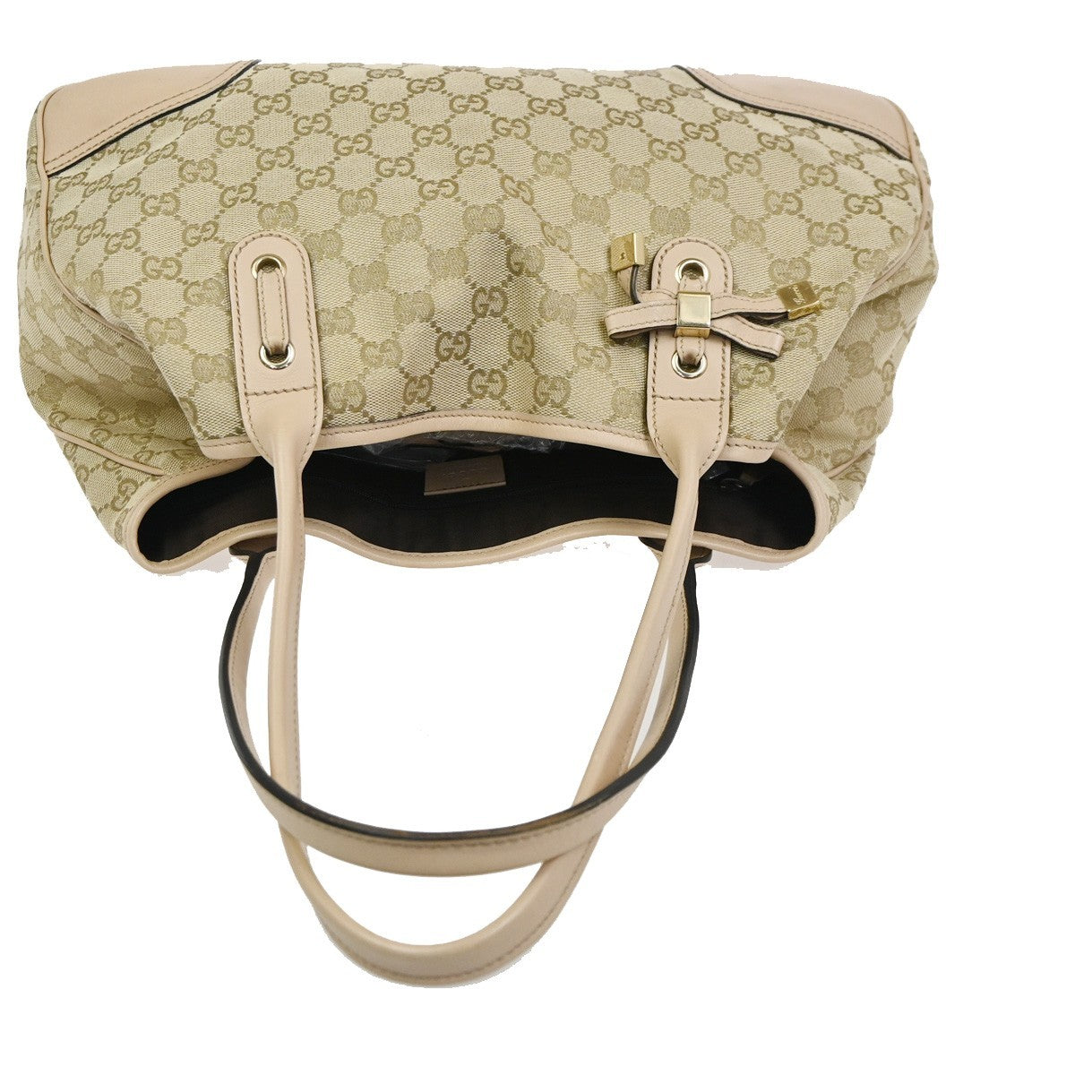 GUCCI Princy GG Shoulder Tote Hand Bag Canvas Leather Beige GHW Italy 84CA774