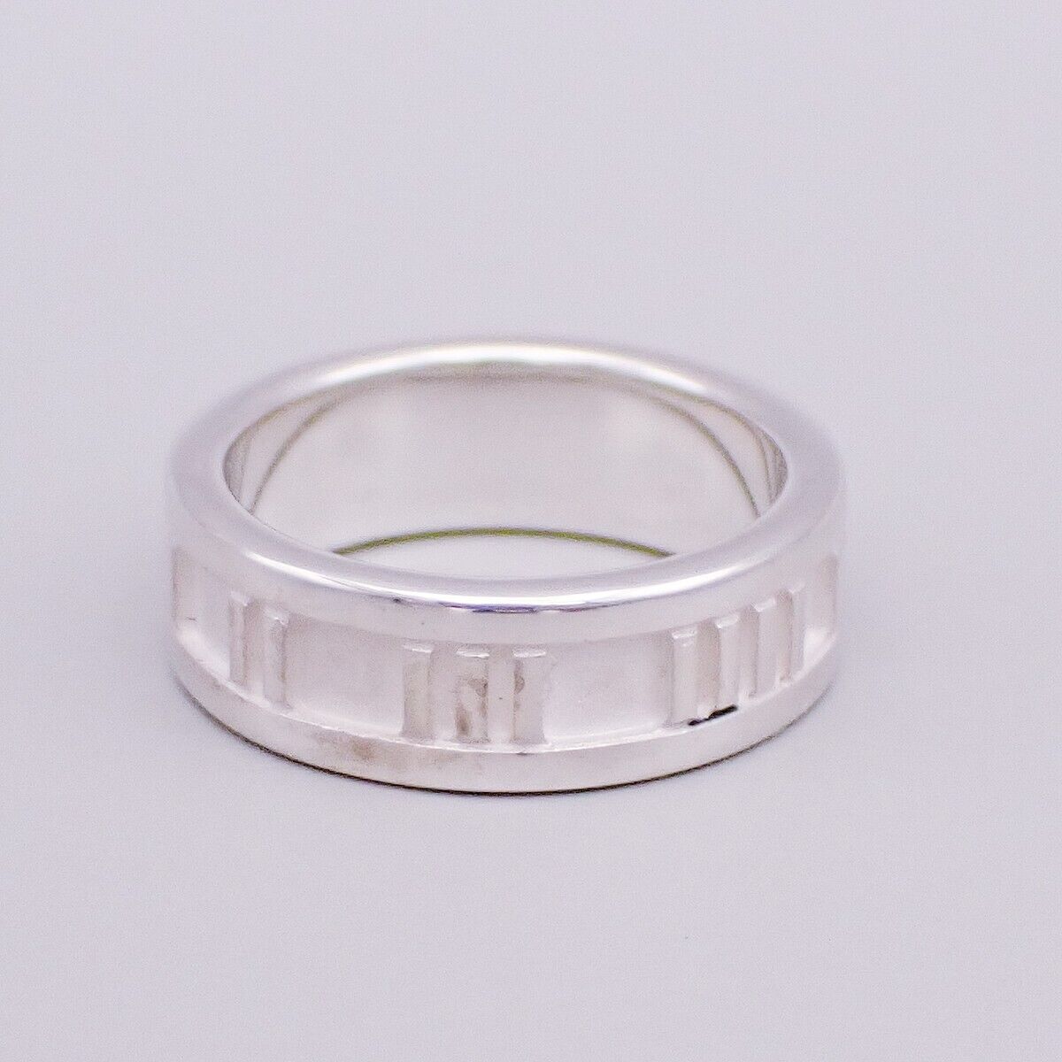 TIFFANY & CO. Logo Atlas Ring Size US 5 JP 9 Roman Numerals Silver 925 07YF245