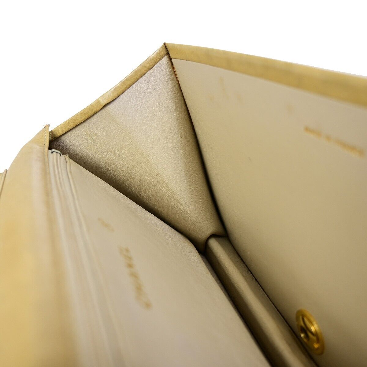 CHANEL CC Logo Chain Shoulder Bag Leather Beige GHW France Vintage 605EB035