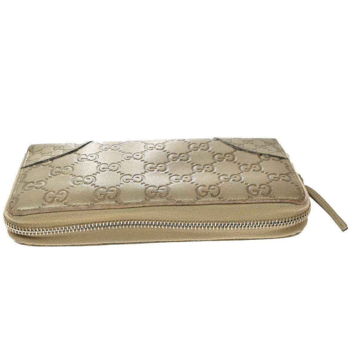 GUCCI Logo Guccissima GG Pattern Long Zipper Wallet Leather Beige GHW 09KP533