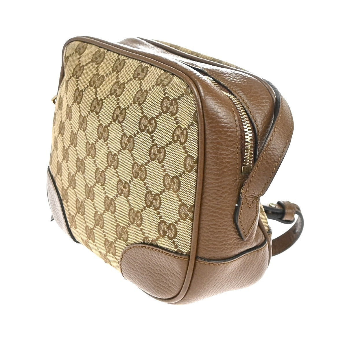 GUCCI Logo Bree GG Pattern Crossbody Shoulder Bag Canvas Leather Brown 77YH970