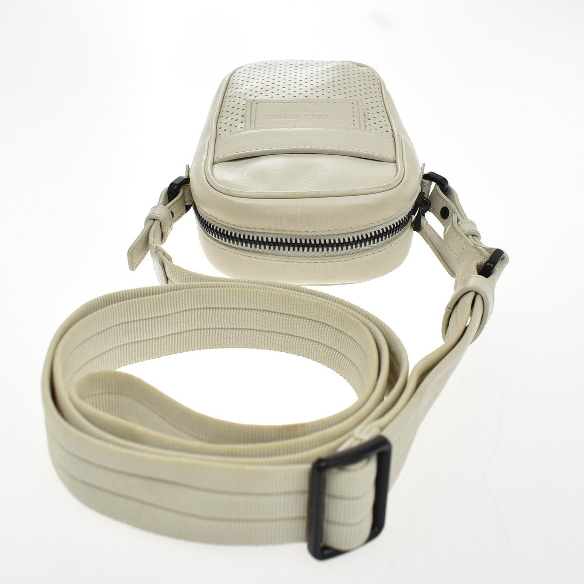 BOTTEGA VENETA Logo Mini Shoulder Bag Leather White Made in Italy 83KB141