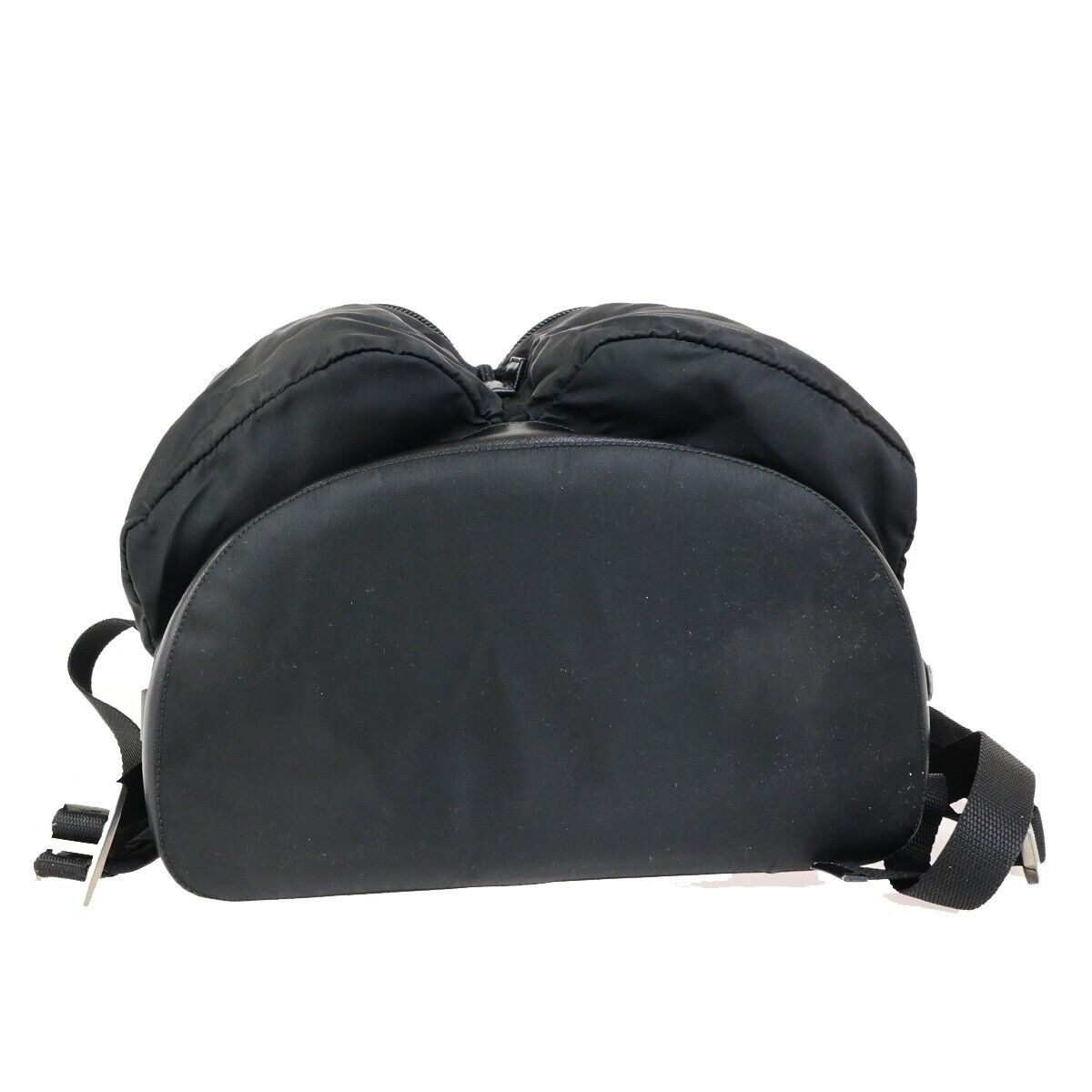 PRADA MILANO Logo Backpack Bag Nylon Leather Black Silver Made In Italy 83KA433
