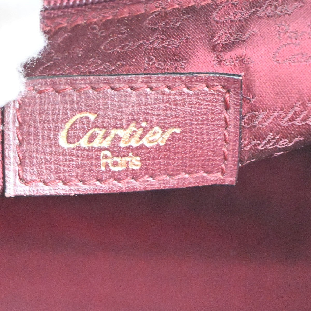CARTIER Logo Must Line 2way Shoulder Hand Bag Leather Red GHW France 87MA391