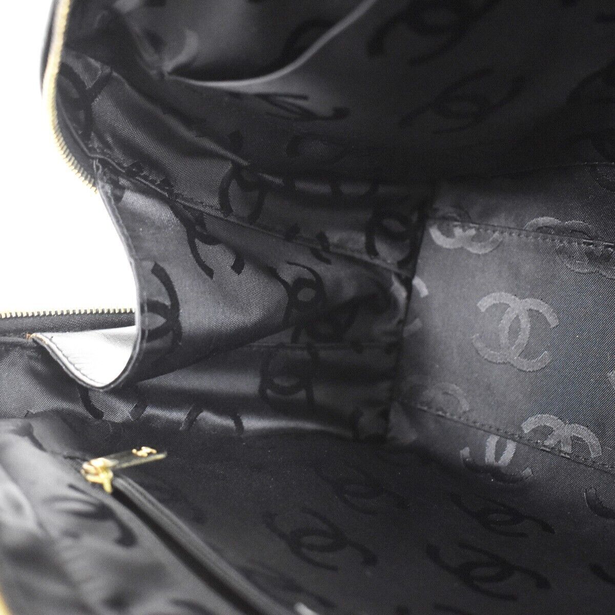 CHANEL CC Logo Wild Stitch Hand Tote Bag Leather Black GHW Italy 673RC754
