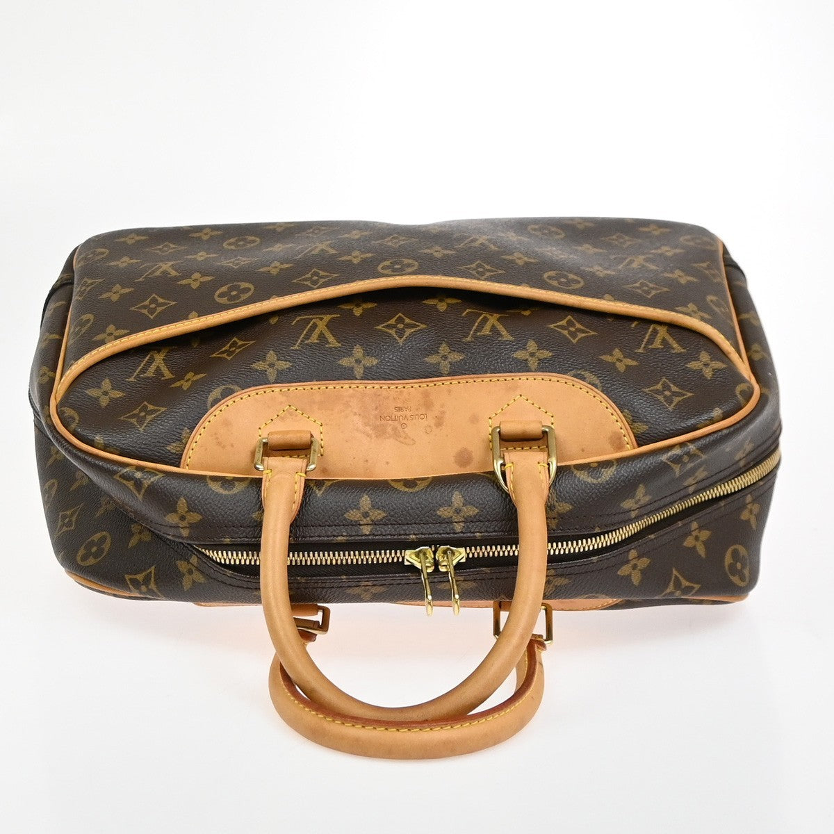 LOUIS VUITTON LV Logo Deauville Hand Bag Monogram Leather Brown M47270 97ZA035