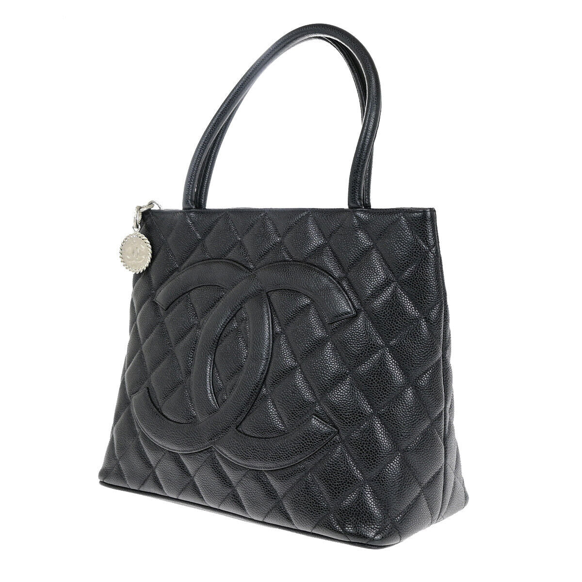 CHANEL CC Medallion Matelasse Shoulder Bag Caviar Skin Leather BK SHW 678RJ970